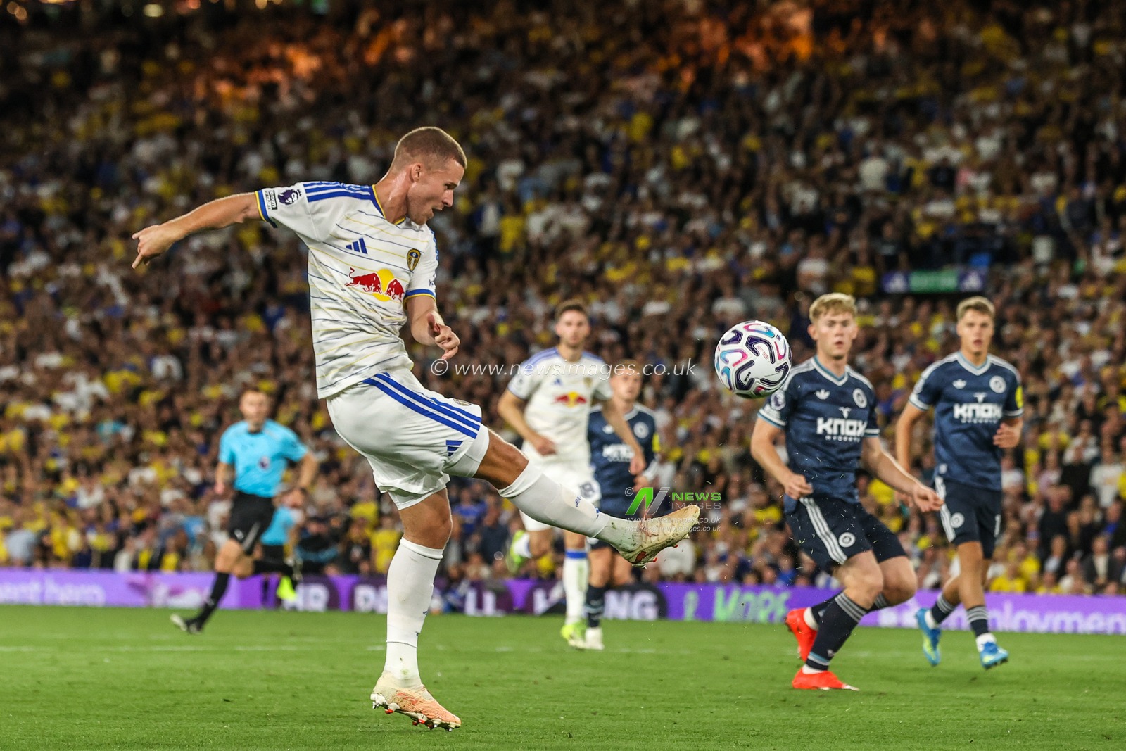 Nico Elvedi of Leeds United takes a shot on goal during the Premier League match Leeds United vs Newcastle Untied at Elland Road, Leeds, United Kingdom on 14 September 2026

(Photo by Alfie Cosgrove/News Images)