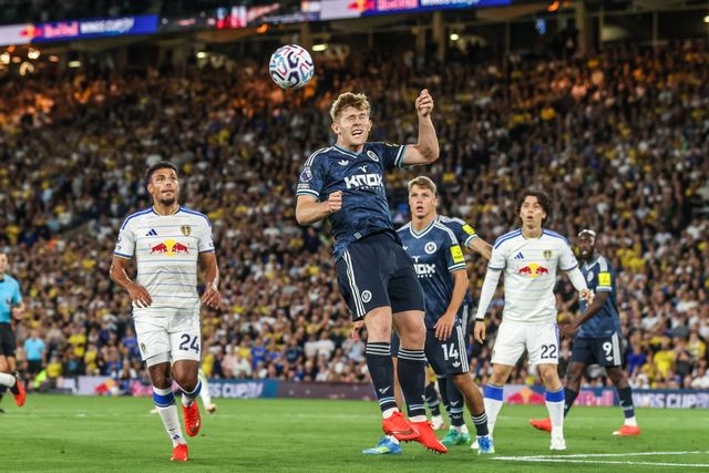 Lewis Hall of Newcastle United heads clear during the Premier League match Leeds United vs Newcastle Untied at Elland Road, Leeds, United Kingdom on 14 September 2026

(Photo by Alfie Cosgrove/News Images)