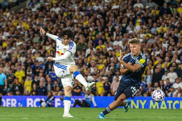 Ao Tanaka of Leeds United scores to make it 1-0 during the Premier League match Leeds United vs Newcastle Untied at Elland Road, Leeds, United Kingdom on 14 September 2026

(Photo by Alfie Cosgrove/News Images)