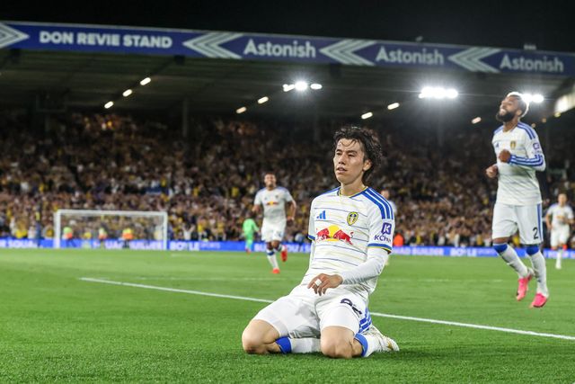 Ao Tanaka of Leeds United celebrates his goal to make it 1-0 during the Premier League match Leeds United vs Newcastle Untied at Elland Road, Leeds, United Kingdom on 14 September 2026

(Photo by Alfie Cosgrove/News Images)