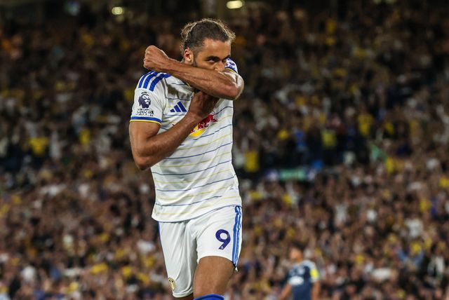 Dominic Calvert-Lewin of Leeds United celebrates his goal to make it 3-0 during the Premier League match Leeds United vs Newcastle Untied at Elland Road, Leeds, United Kingdom on 14 September 2026

(Photo by Alfie Cosgrove/News Images)