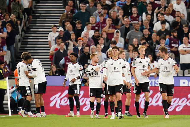 Fulham players during the Carabao Cup round 3 match West Ham United vs Fulham at London Stadium, London, United Kingdom on 15 September 2026

(Photo by Harvey Murphy/News Images)