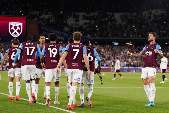 Morato of West Ham United celebrates his goal during the Carabao Cup round 3 match West Ham United vs Fulham at London Stadium, London, United Kingdom on 15 September 2026

(Photo by Harvey Murphy/News Images)
