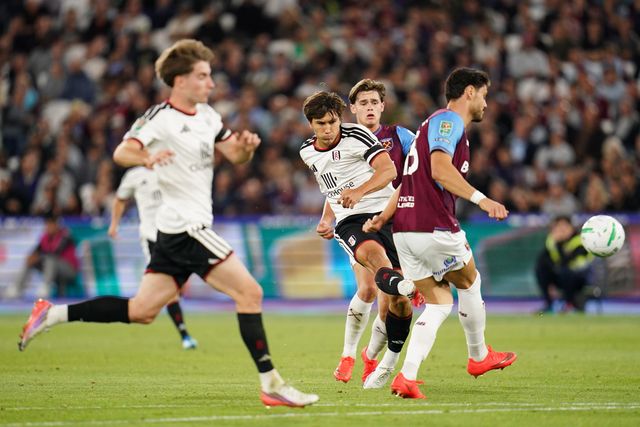 Gonzalo Garcia of Fulham has attempt on goal during the Carabao Cup round 3 match West Ham United vs Fulham at London Stadium, London, United Kingdom on 15 September 2026

(Photo by Harvey Murphy/News Images)