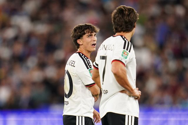 Manuel Angel of Fulham and Gonzalo Garcia of Fulham during the Carabao Cup round 3 match West Ham United vs Fulham at London Stadium, London, United Kingdom on 15 September 2026

(Photo by Harvey Murphy/News Images)