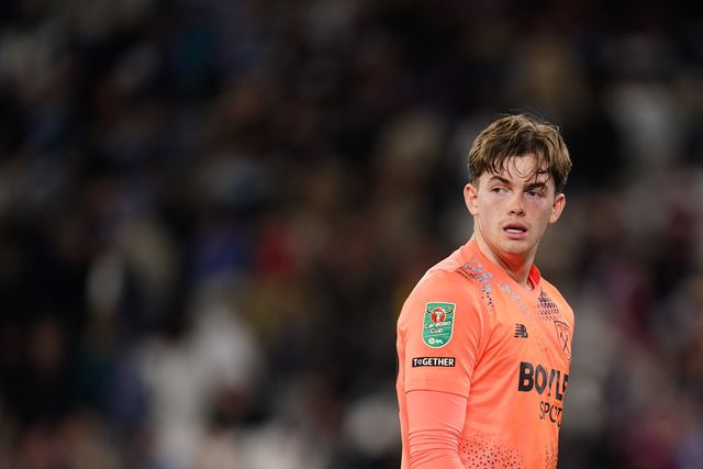 West Ham United goalkeeper Finlay Herrick during the Carabao Cup round 3 match West Ham United vs Fulham at London Stadium, London, United Kingdom on 15 September 2026

(Photo by Harvey Murphy/News Images)