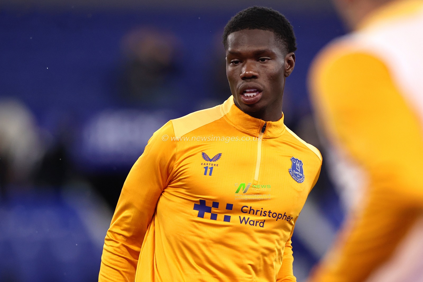 Thierno Barry of Everton in the pregame warmup session during the Carabao Cup round 3 match Everton vs Wolverhampton Wanderers at Hill Dickinson Stadium, Liverpool, United Kingdom on 16 September 2026

(Photo by Alfie Cosgrove/News Images)