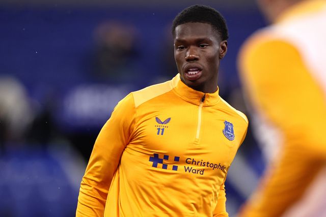 Thierno Barry of Everton in the pregame warmup session during the Carabao Cup round 3 match Everton vs Wolverhampton Wanderers at Hill Dickinson Stadium, Liverpool, United Kingdom on 16 September 2026

(Photo by Alfie Cosgrove/News Images)