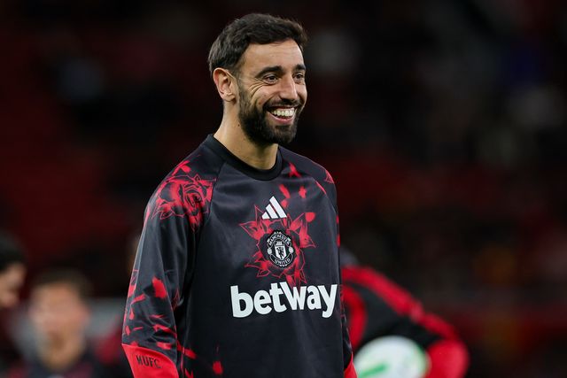 Bruno Fernandes of Manchester United in the pregame warmup session  during the Carabao Cup round 3 match Manchester United vs Brighton & Hove Albion at Old Trafford, Manchester, United Kingdom on 16 September 2026

(Photo by Mark Cosgrove/News Images)
