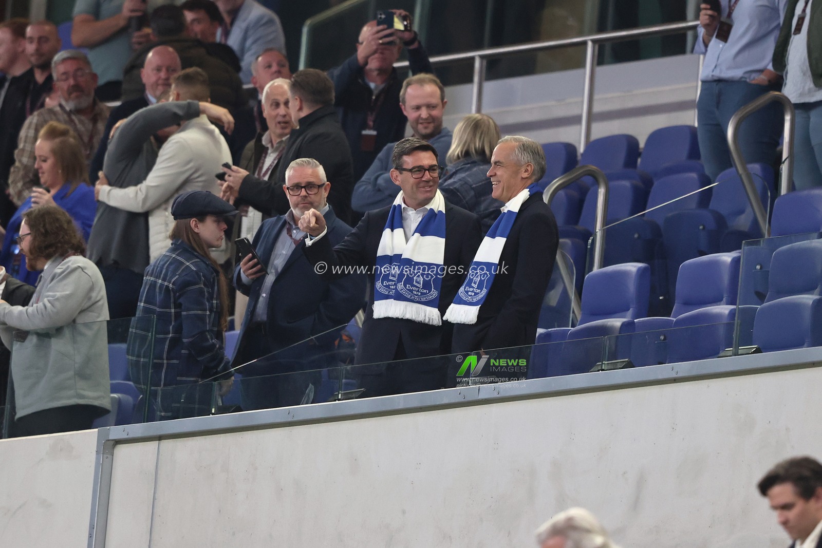 Andy Burnham, Prime Minister of Untied Kingdom and Mark Carney, Prime Minister of Canada in attendance during the Carabao Cup round 3 match Everton vs Wolverhampton Wanderers at Hill Dickinson Stadium, Liverpool, United Kingdom on 16 September 2026

(Photo by Alfie Cosgrove/News Images)