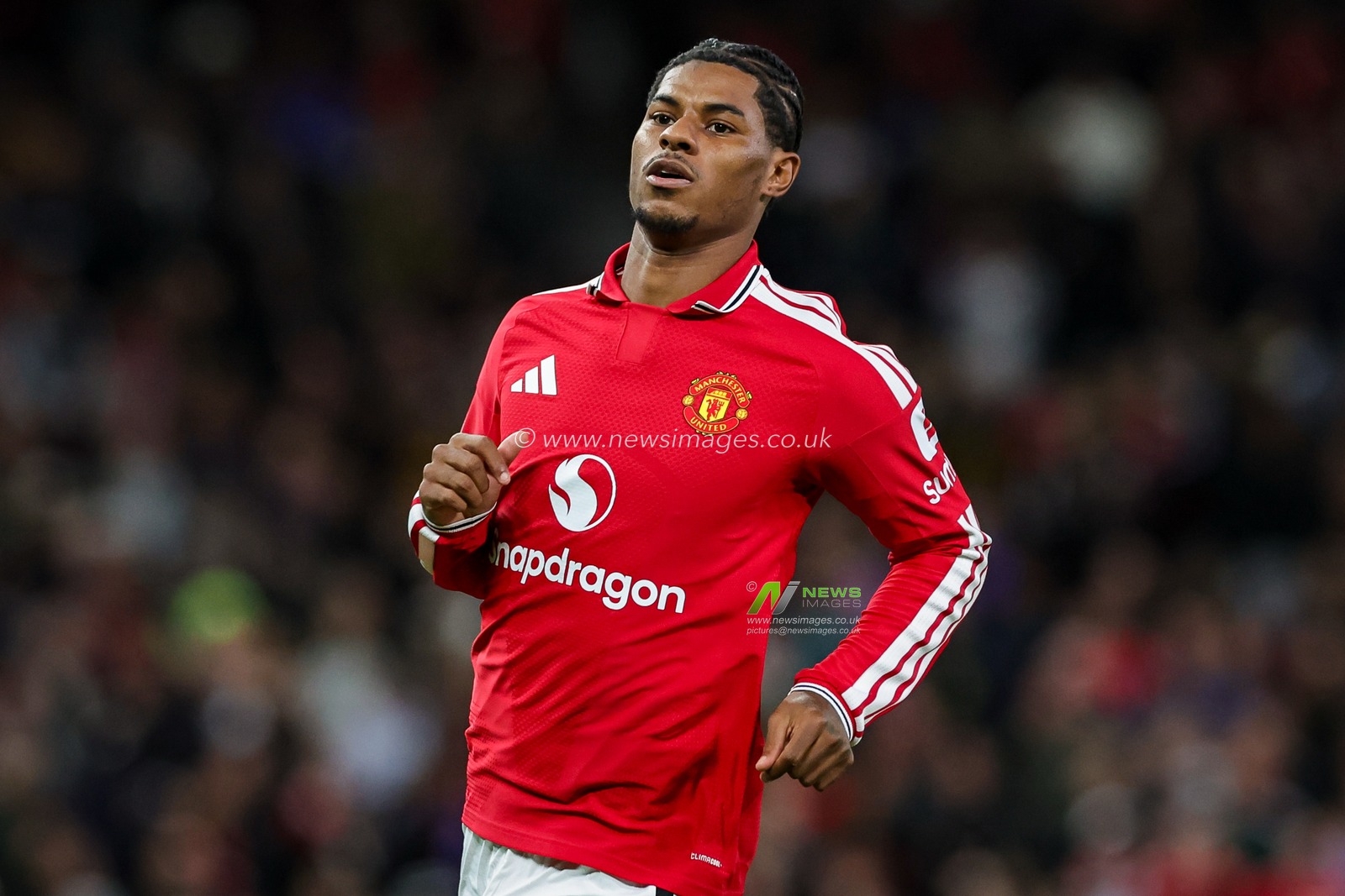 Marcus Rashford of Manchester United in action during the Carabao Cup round 3 match Manchester United vs Brighton & Hove Albion at Old Trafford, Manchester, United Kingdom on 16 September 2026

(Photo by Mark Cosgrove/News Images)