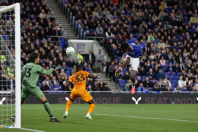 Thierno Barry of Everton heads wide of goal during the Carabao Cup round 3 match Everton vs Wolverhampton Wanderers at Hill Dickinson Stadium, Liverpool, United Kingdom on 16 September 2026

(Photo by Alfie Cosgrove/News Images)