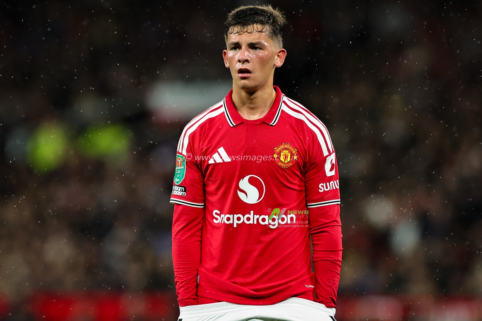 Shea Lacey of Manchester United in action during the Carabao Cup round 3 match Manchester United vs Brighton & Hove Albion at Old Trafford, Manchester, United Kingdom on 16 September 2026

(Photo by Mark Cosgrove/News Images)