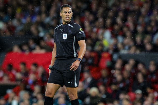 Refree Farai Hallam in action during the Carabao Cup round 3 match Manchester United vs Brighton & Hove Albion at Old Trafford, Manchester, United Kingdom on 16 September 2026

(Photo by Mark Cosgrove/News Images)
