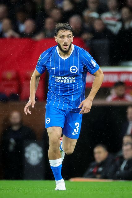 Jaouen Hadjam of Brighton & Hove Albion in action during the Carabao Cup round 3 match Manchester United vs Brighton & Hove Albion at Old Trafford, Manchester, United Kingdom on 16 September 2026

(Photo by Mark Cosgrove/News Images)