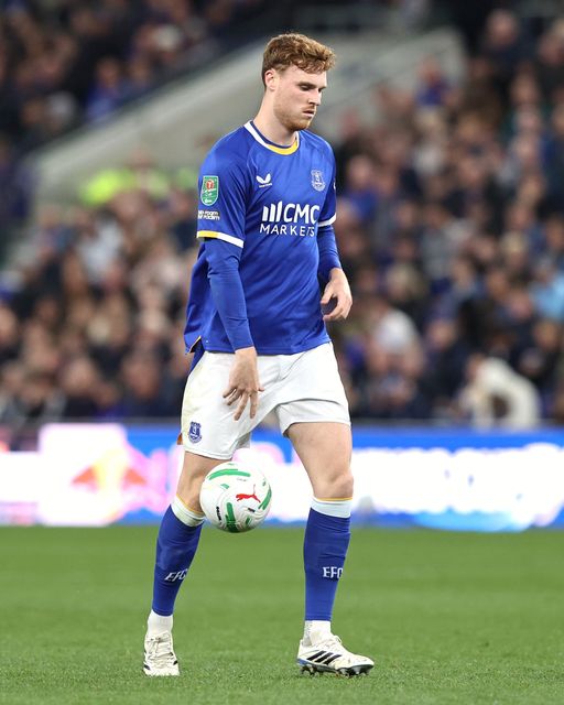 Jake O'Brien of Everton during the Carabao Cup round 3 match Everton vs Wolverhampton Wanderers at Hill Dickinson Stadium, Liverpool, United Kingdom on 16 September 2026

(Photo by Alfie Cosgrove/News Images)