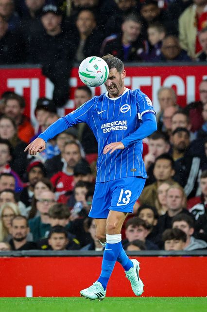 Pascal Groß of Brighton & Hove Albion controls the ball  during the Carabao Cup round 3 match Manchester United vs Brighton & Hove Albion at Old Trafford, Manchester, United Kingdom on 16 September 2026

(Photo by Mark Cosgrove/News Images)