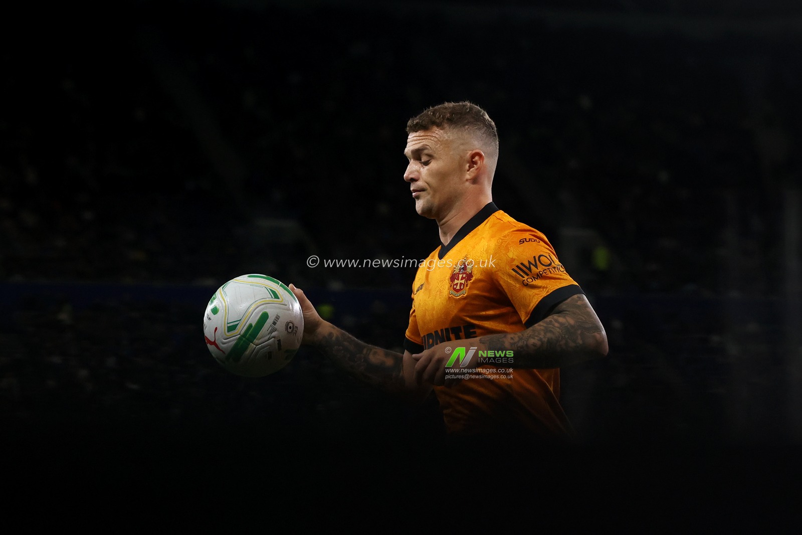Kieran Trippier of Wolverhampton Wanderers during the Carabao Cup round 3 match Everton vs Wolverhampton Wanderers at Hill Dickinson Stadium, Liverpool, United Kingdom on 16 September 2026

(Photo by Alfie Cosgrove/News Images)