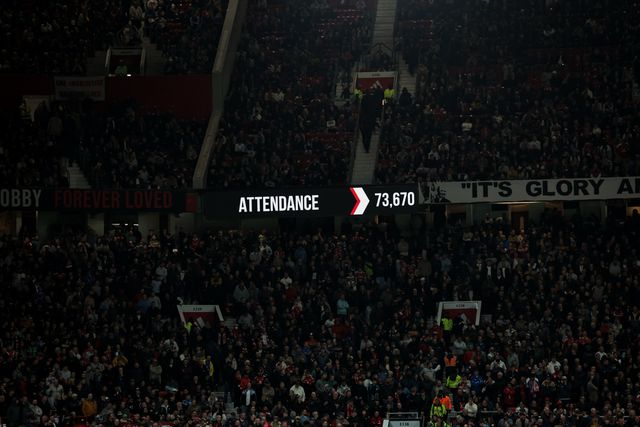 The attendance during the Carabao Cup round 3 match Manchester United vs Brighton & Hove Albion at Old Trafford, Manchester, United Kingdom on 16 September 2026

(Photo by Mark Cosgrove/News Images)