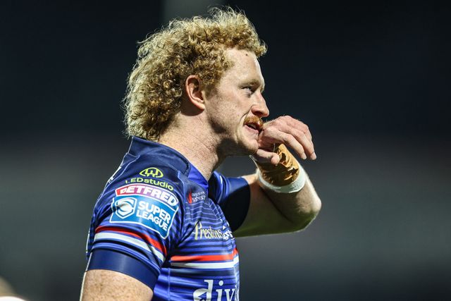 Lachlan Walmsley of Wakefield Trinity during the Betfred Super League Play-off Eliminator round match Wakefield Trinity vs Leigh Leopards at DIY Kitchens Stadium, Wakefield, United Kingdom on 18 September 2026

(Photo by Alfie Cosgrove/News Images)