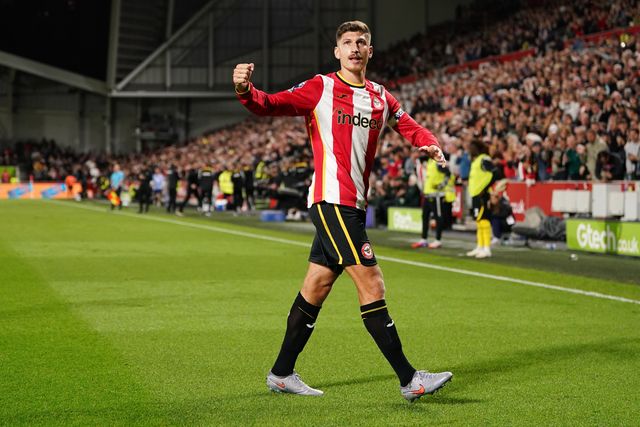 Vitaly Janelt of Brentford celebrates 1-0 lead during the Premier League match Brentford vs Chelsea at GTECH Community Stadium, London, United Kingdom on 18 September 2026

(Photo by Harvey Murphy/News Images)