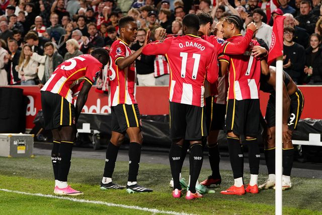 Brentford players celebrate 2-0 lead during the Premier League match Brentford vs Chelsea at GTECH Community Stadium, London, United Kingdom on 18 September 2026

(Photo by Harvey Murphy/News Images)