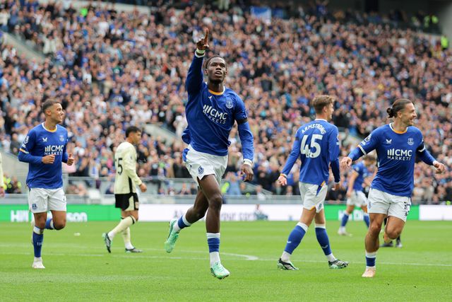 Thierno Barry of Everton celebrates after scoring teams first goal during the Premier League match Everton vs Ipswich Town at Hill Dickinson Stadium, Liverpool, United Kingdom on 19 September 2026

(Photo by Jorge Horsted/News Images)