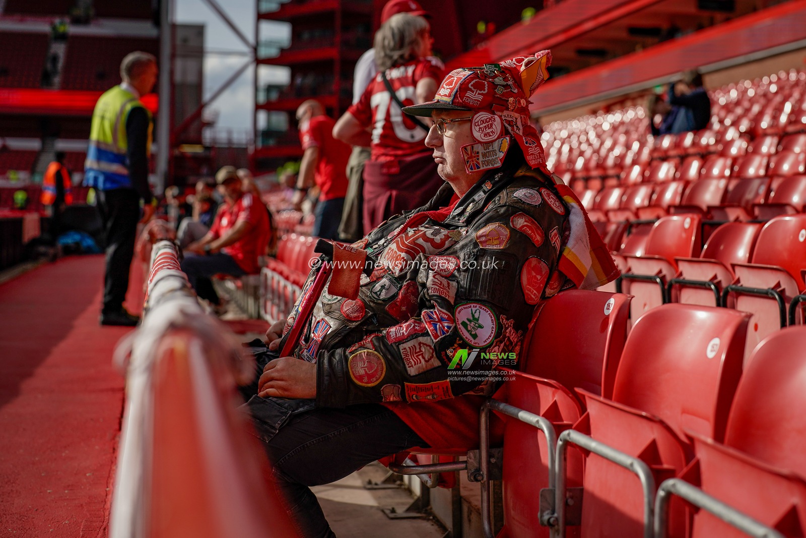 Forest super fan Eberhard "Ebby" Kleinrensing in the stands prior to kick off during the Premier League match Nottingham Forest vs Coventry City at City Ground, Nottingham, United Kingdom on 19 September 2026

(Photo by Maynard Manyowa/News Images)