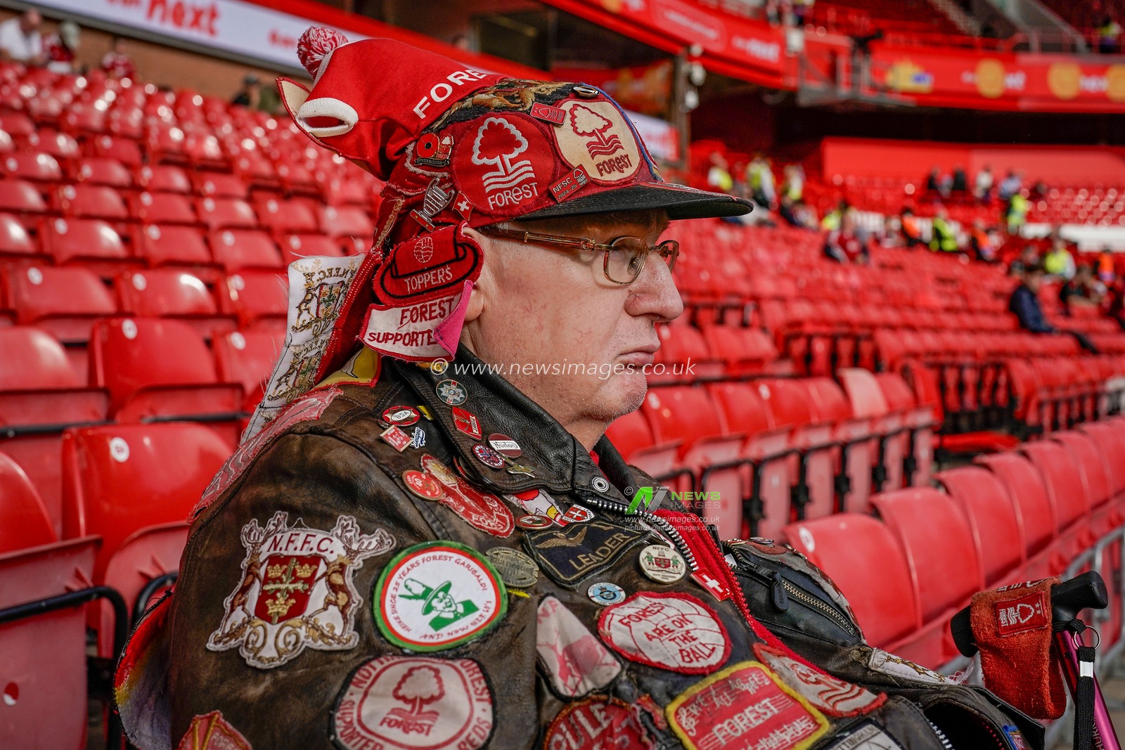 Forest super fan Eberhard "Ebby" Kleinrensing in the stands prior to kick off during the Premier League match Nottingham Forest vs Coventry City at City Ground, Nottingham, United Kingdom on 19 September 2026

(Photo by Maynard Manyowa/News Images)