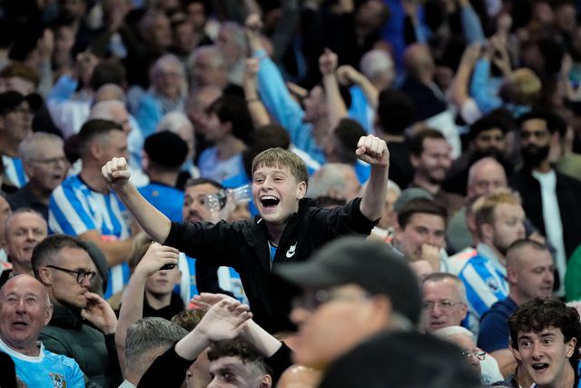 Coventry fans celebrate their team winning 0-1 during the Premier League match Nottingham Forest vs Coventry City at City Ground, Nottingham, United Kingdom on 19 September 2026

(Photo by Maynard Manyowa/News Images)