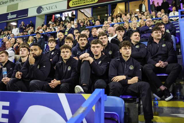 Warrington players not in action in the stand watching during the Betfred Super League Play-off Eliminator round match Warrington Wolves vs Hull KR at The Halliwell Jones Stadium, Warrington, United Kingdom on 19 September 2026

(Photo by Mark Cosgrove/News Images)