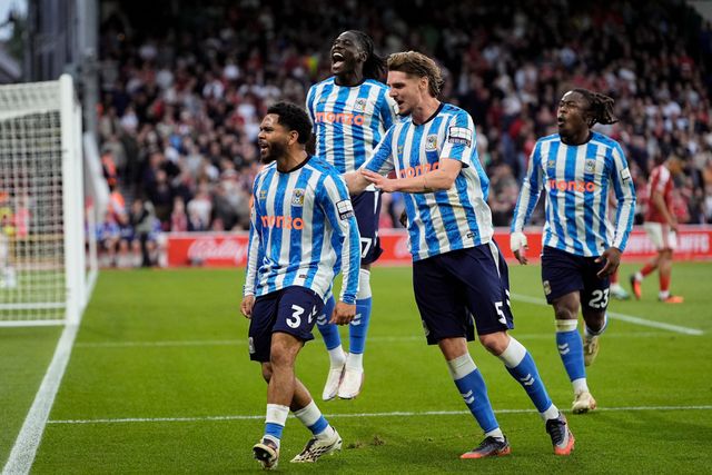 Jay Dasilva of Coventry City celebrates his goal to make it  0-1 during the Premier League match Nottingham Forest vs Coventry City at City Ground, Nottingham, United Kingdom on 19 September 2026

(Photo by Maynard Manyowa/News Images)