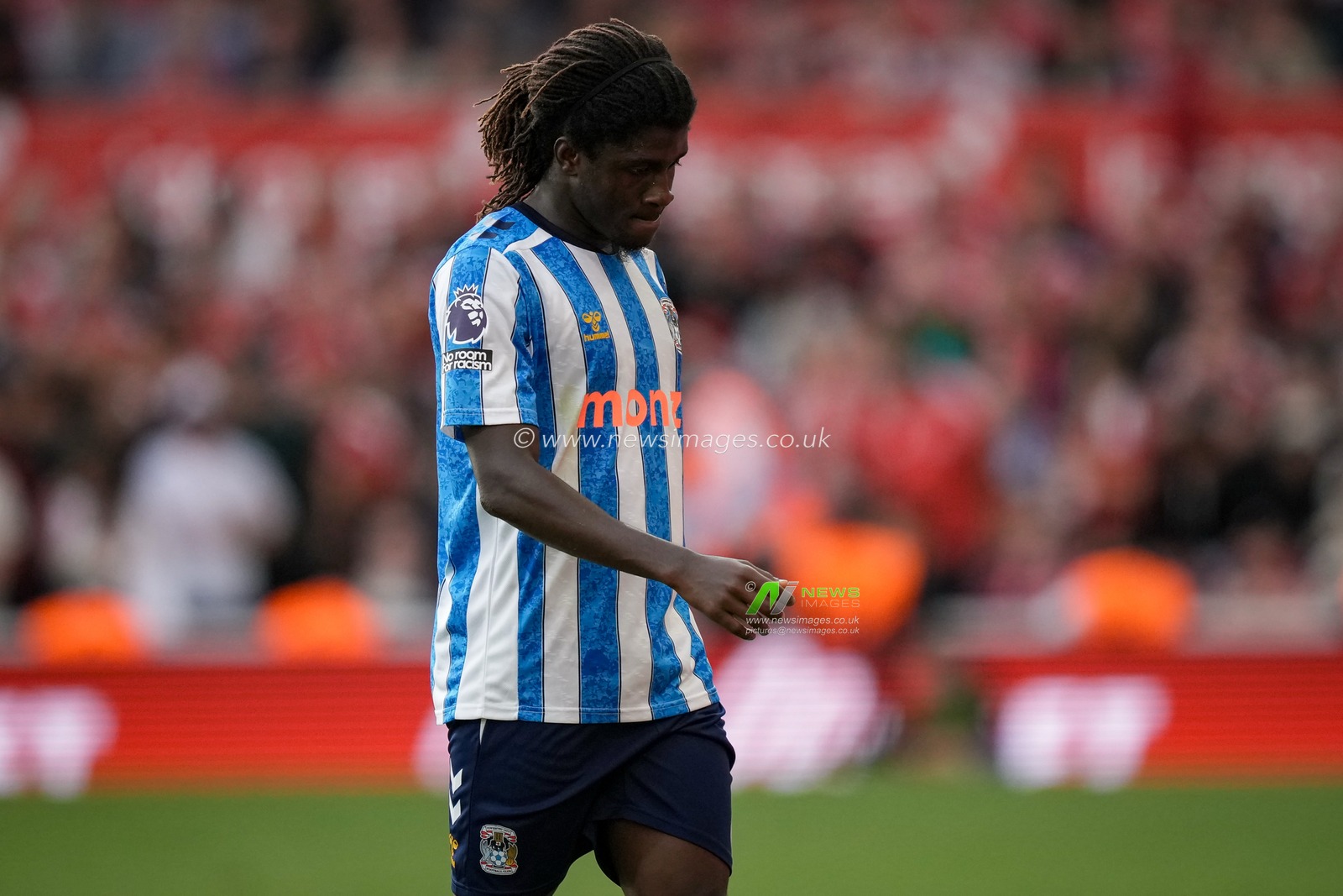 Caleb Yirenkyi of Coventry City in action during the Premier League match Nottingham Forest vs Coventry City at City Ground, Nottingham, United Kingdom on 19 September 2026

(Photo by Maynard Manyowa/News Images)