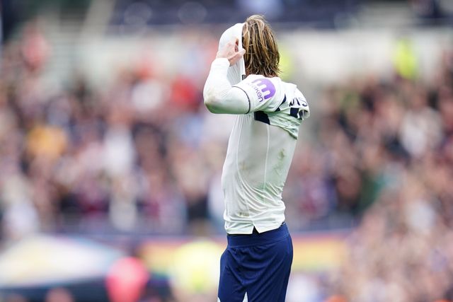 James Maddison of Tottenham Hotspur at full time shows frustration during the Premier League match Tottenham Hotspur vs Aston Villa at Tottenham Hotspur Stadium, London, United Kingdom on 19 September 2026

(Photo by Harvey Murphy/News Images)