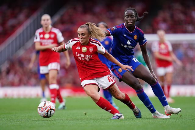 Georgia Stanway of Arsenal on the ball under pressure during the Women's Super League match Arsenal vs Manchester United at Emirates, London, United Kingdom on 19 September 2026

(Photo by Harvey Murphy/News Images)