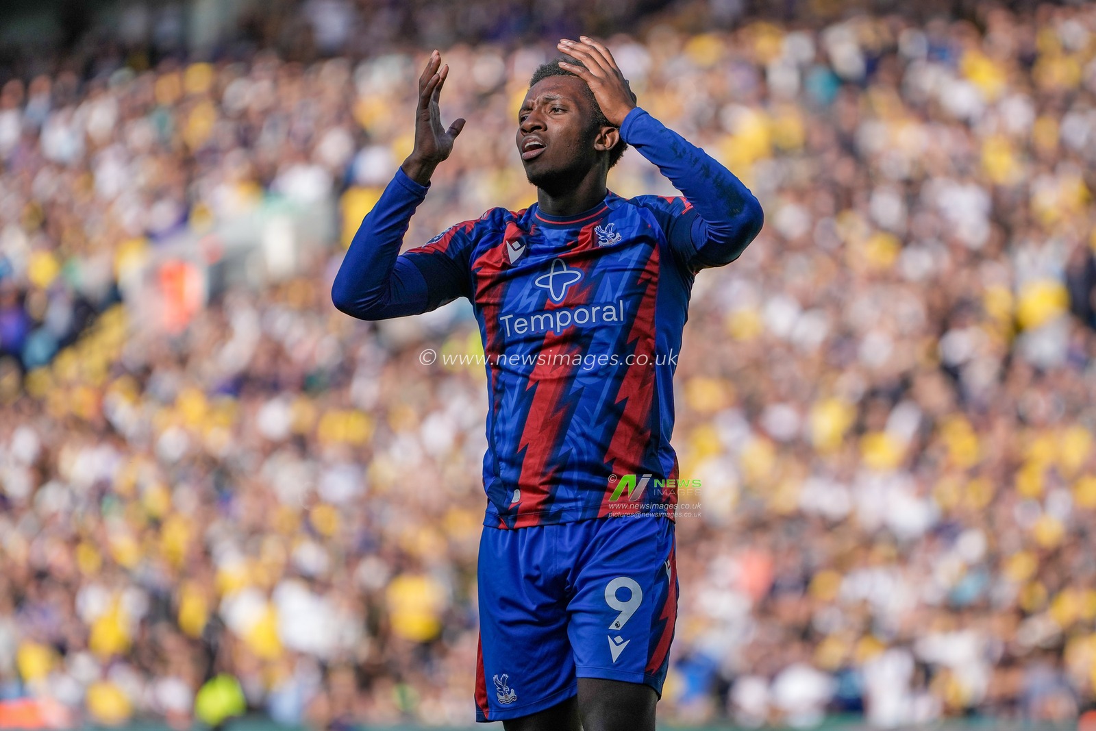 Eddie Nketiah of Crystal Palace reacts after a missed chance on goal  during the Premier League match Leeds United vs Crystal Palace at Elland Road, Leeds, United Kingdom on 20 September 2026

(Photo by Maynard Manyowa/News Images)
