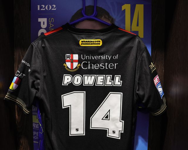 Sam Powell of Warrington Wolves shirt in the dressing room during the Betfred Super League Play-off Semi-Final match Leeds Rhinos vs Warrington Wolves at AMT Headingley Stadium, Leeds, United Kingdom on 25 September 2026

(Photo by Mark Cosgrove/News Images)