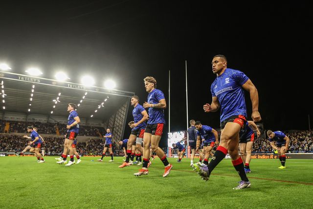 Albert Hopoate of Warrington Wolves in the pregame warmup session during the Betfred Super League Play-off Semi-Final match Leeds Rhinos vs Warrington Wolves at AMT Headingley Stadium, Leeds, United Kingdom on 25 September 2026

(Photo by Alfie Cosgrove/News Images)
