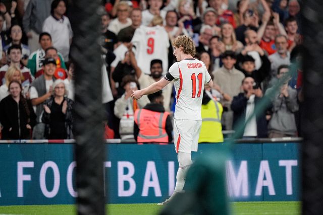 Anthony Gordon of England celebrates his goal to make it  1-1 during the UEFA Nations League match England vs Spain at Wembley Stadium, London, United Kingdom on 26 September 2026

(Photo by Maynard Manyowa/News Images)