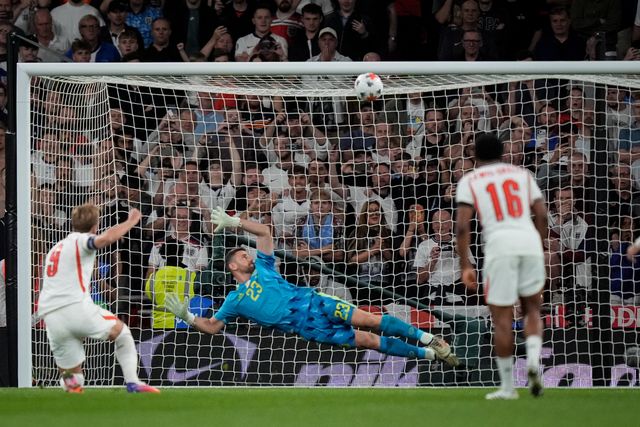 Harry Kane of England hits the bar with his penalty and misses during the UEFA Nations League match England vs Spain at Wembley Stadium, London, United Kingdom on 26 September 2026

(Photo by Maynard Manyowa/News Images)