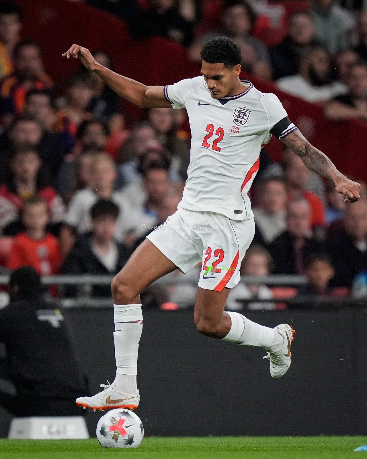 Jarell Quansah of England in action during the UEFA Nations League match England vs Spain at Wembley Stadium, London, United Kingdom on 26 September 2026

(Photo by Maynard Manyowa/News Images)