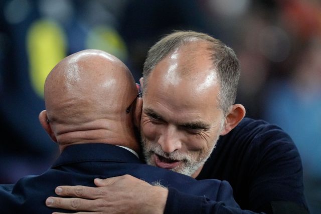 Thomas Tuchel manager of England embraces Luis de la Fuente manager of Spain during the UEFA Nations League match England vs Spain at Wembley Stadium, London, United Kingdom on 26 September 2026

(Photo by Maynard Manyowa/News Images)