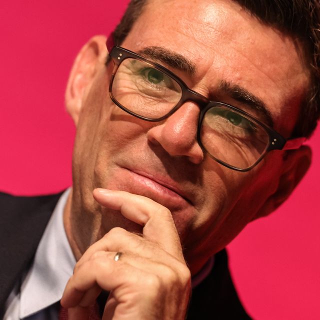Prime Minister of the United Kingdom Andy Burnham looks on and smiles as the opening speech gets underway during the Labour Party Annual Conference 2026 at Convention Centre, Liverpool, United Kingdom on 27 September 2026

(Photo by Mark Cosgrove/News Images)