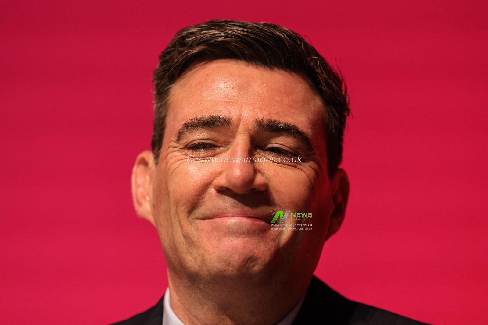 Prime Minister of the United Kingdom Andy Burnham looks on and smiles as the opening speech gets underway during the Labour Party Annual Conference 2026 at Convention Centre, Liverpool, United Kingdom on 27 September 2026

(Photo by Mark Cosgrove/News Images)