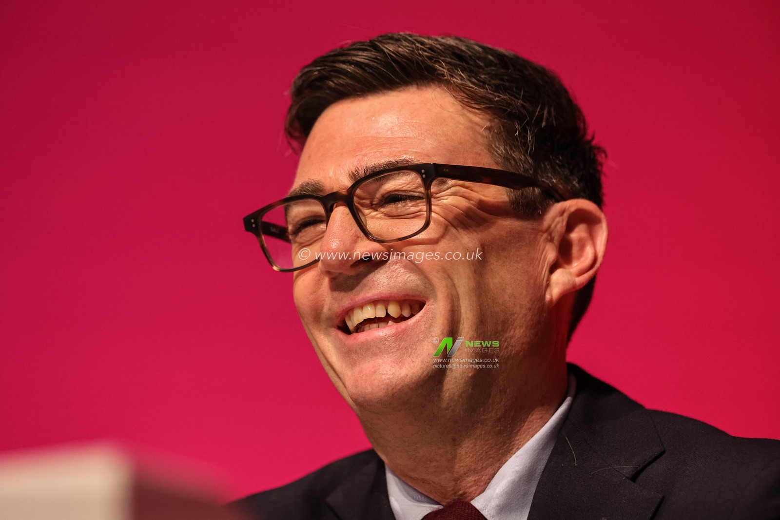 Prime Minister of the United Kingdom Andy Burnham looks on and smiles as the opening speech gets underway during the Labour Party Annual Conference 2026 at Convention Centre, Liverpool, United Kingdom on 27 September 2026

(Photo by Mark Cosgrove/News Images)
