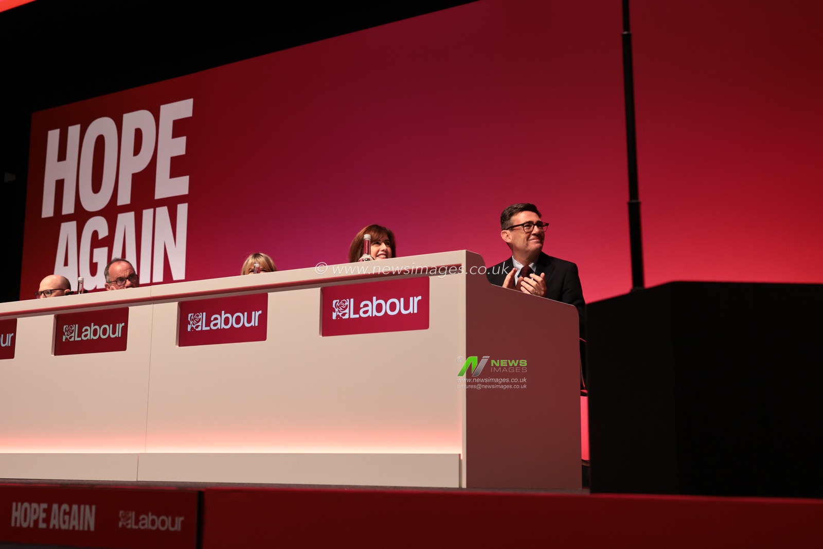 Prime Minister of the United Kingdom Andy Burnham looks on and smiles as the opening speech gets underway during the Labour Party Annual Conference 2026 at Convention Centre, Liverpool, United Kingdom on 27 September 2026

(Photo by Mark Cosgrove/News Images)
