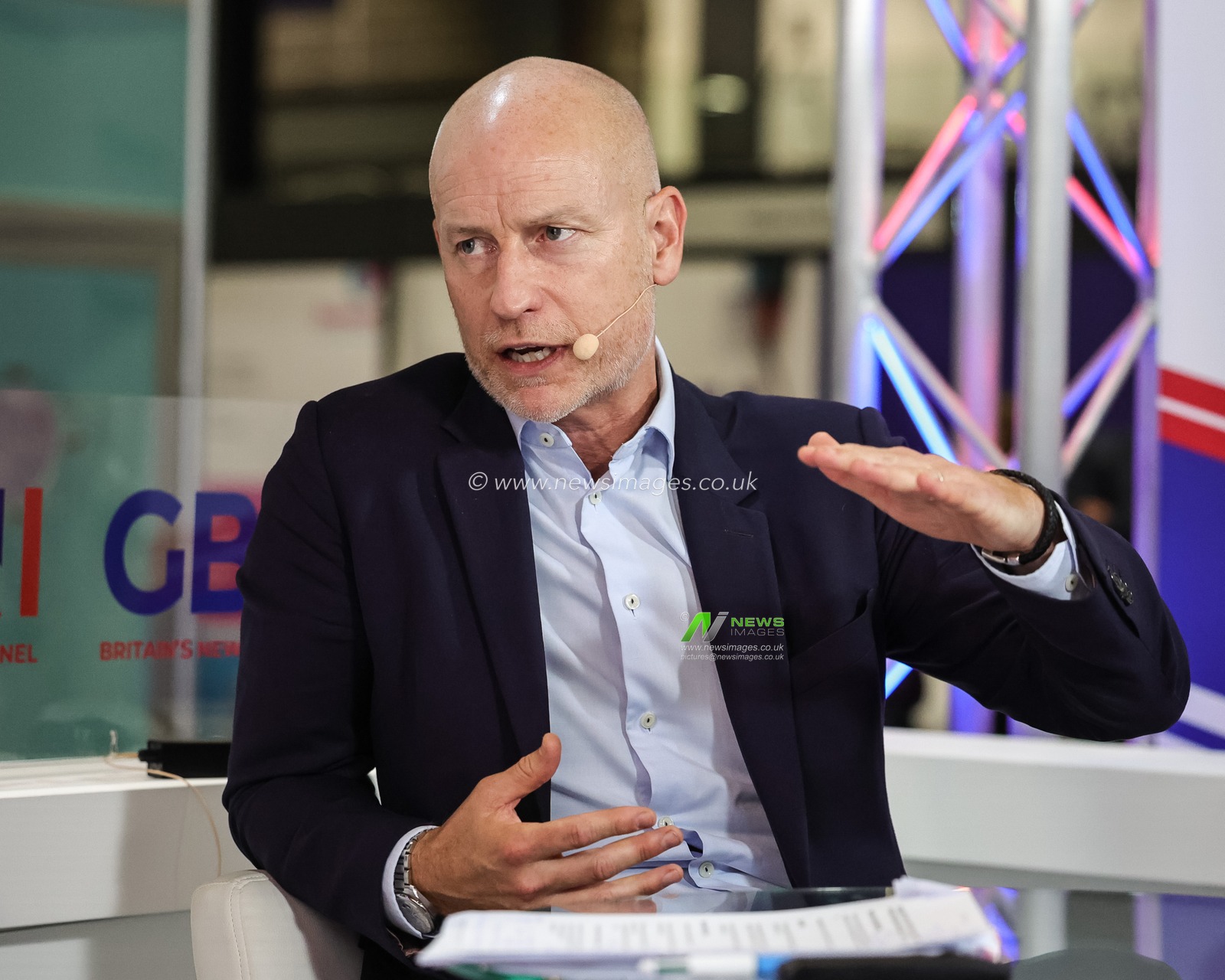 The Rt Hon Stephen Kinnock MP, serving as the Secretary of State for Wales during a live broadcast on GB News during the Labour Party Annual Conference 2026 at Convention Centre, Liverpool, United Kingdom on 27 September 2026

(Photo by Mark Cosgrove/News Images)