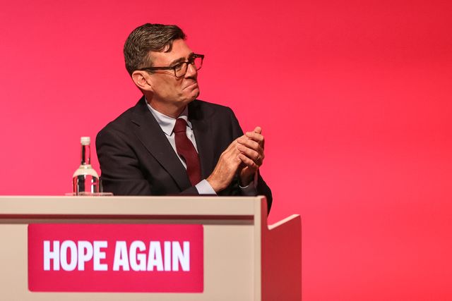 Prime Minister of the United Kingdom Andy Burnham applauds First Secretary of State, Chancellor of the Duchy of Lancaster and Minister for the Cabinet Office Louise Haigh MP as she speaks during the Labour Party Annual Conference 2026 at Convention Centre, Liverpool, United Kingdom on 27 September 2026

(Photo by Mark Cosgrove/News Images)