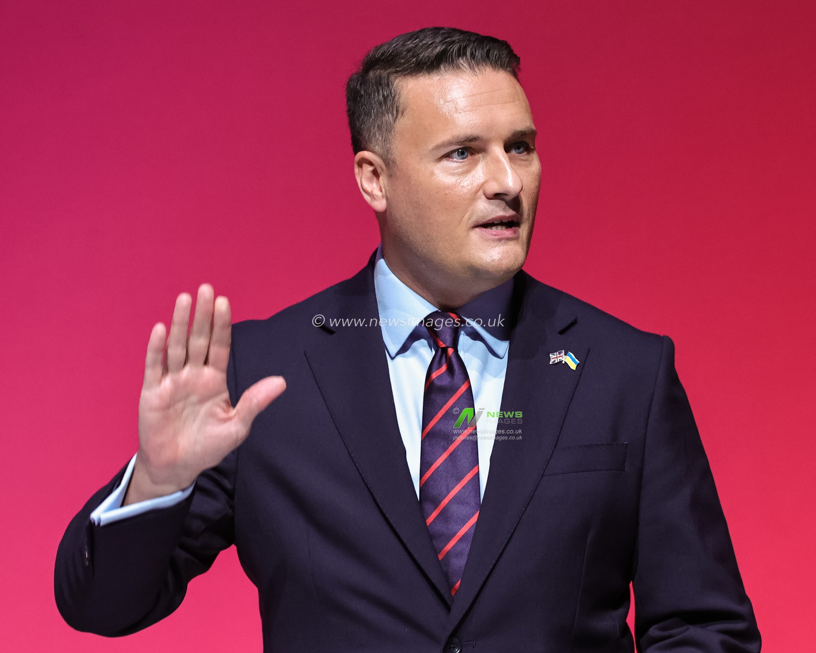 Secretary of State for Defence Wes Streeting MP waves to the floor after making his speech during the Labour Party Annual Conference Day Two at Convention Centre, Liverpool, United Kingdom on 28 September 2026

(Photo by Mark Cosgrove/News Images)