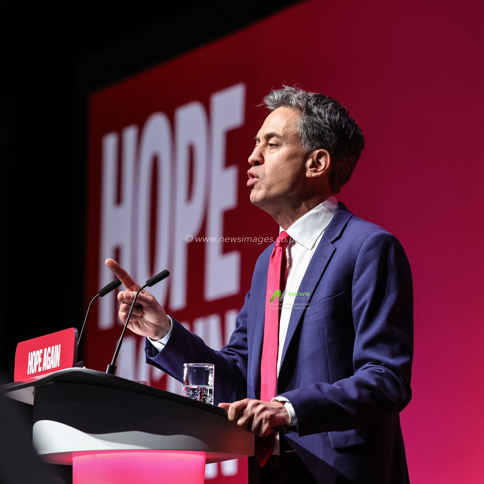 Secretary of State for Foreign, Commonwealth and Development Affairs Ed Miliband MP speaks during the Labour Party Annual Conference Day Two at Convention Centre, Liverpool, United Kingdom on 28 September 2026

(Photo by Mark Cosgrove/News Images)